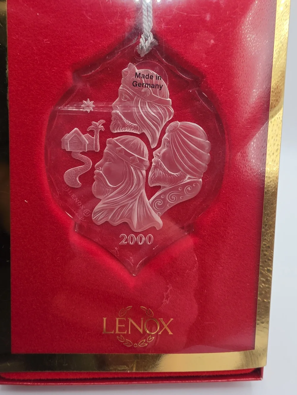Lenox Clear Glass Holiday Ornament - Red Presentation Box